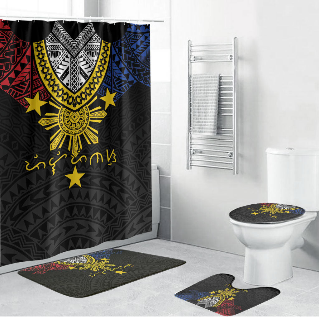 Philippines Heritage Baybayin Mix Polynesian Bathroom Set LT7 Bathroom Set (4 pcs) Black - Polynesian Pride