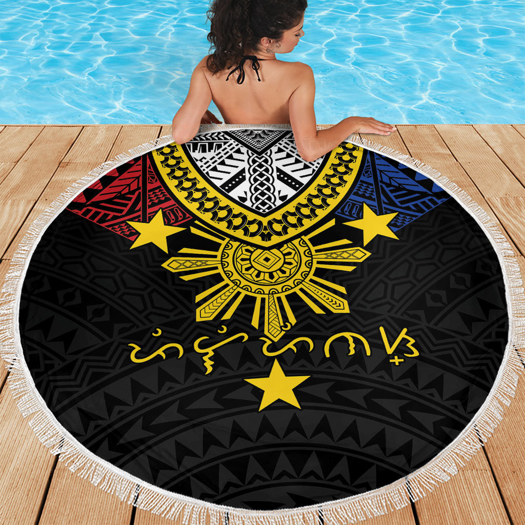 Philippines Heritage Baybayin Mix Polynesian Beach Blanket LT7 - Polynesian Pride