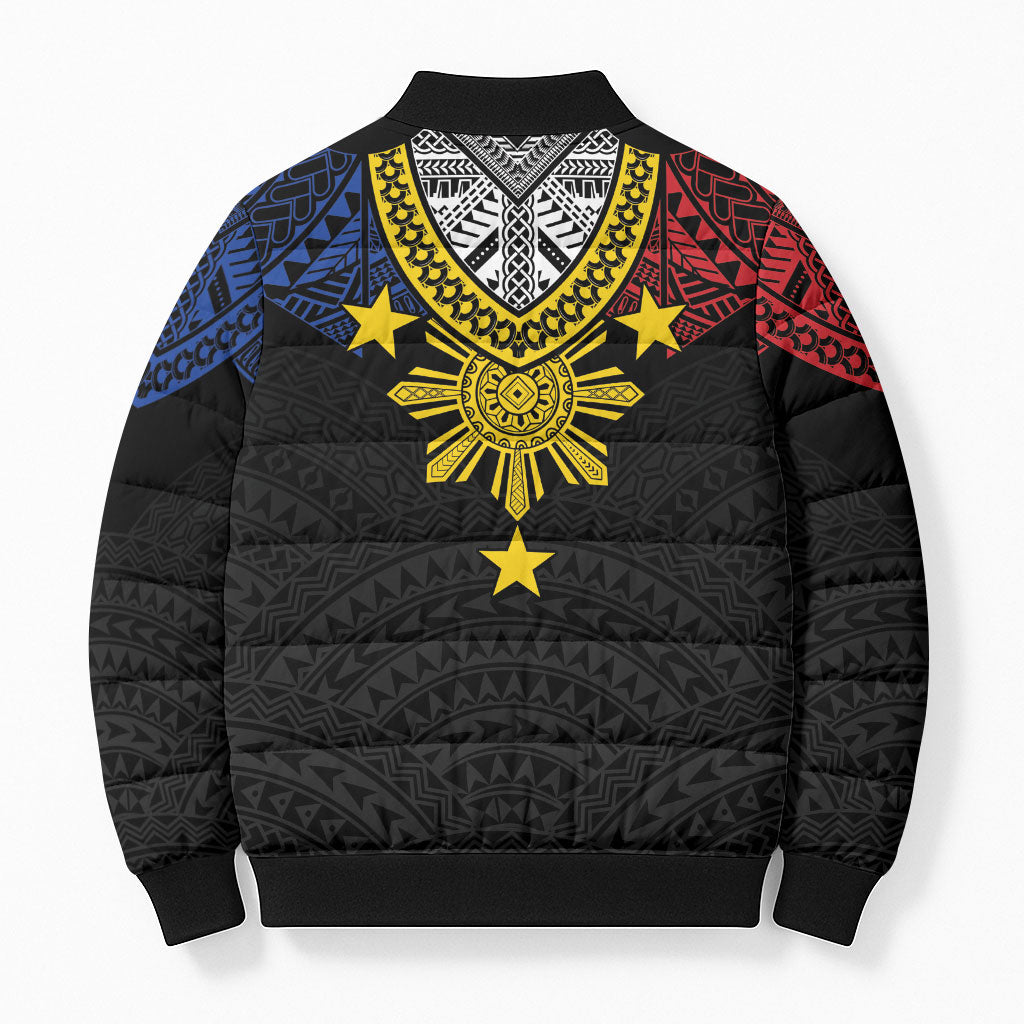 Philippines Heritage Baybayin Mix Polynesian Bomber Puffer Jacket LT7 - Polynesian Pride