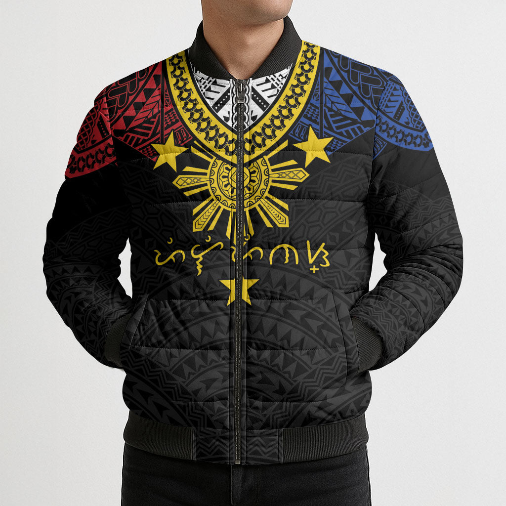 Philippines Heritage Baybayin Mix Polynesian Bomber Puffer Jacket LT7 - Polynesian Pride