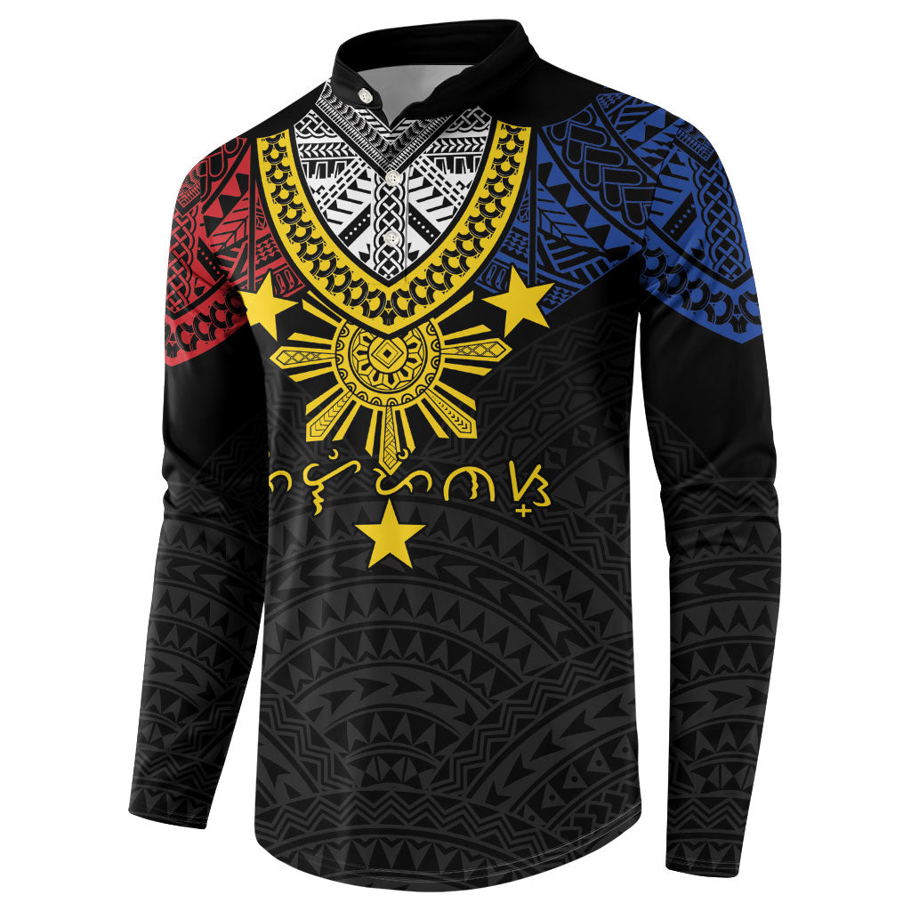 Philippines Heritage Baybayin Mix Polynesian Button Sweatshirt LT7 - Polynesian Pride