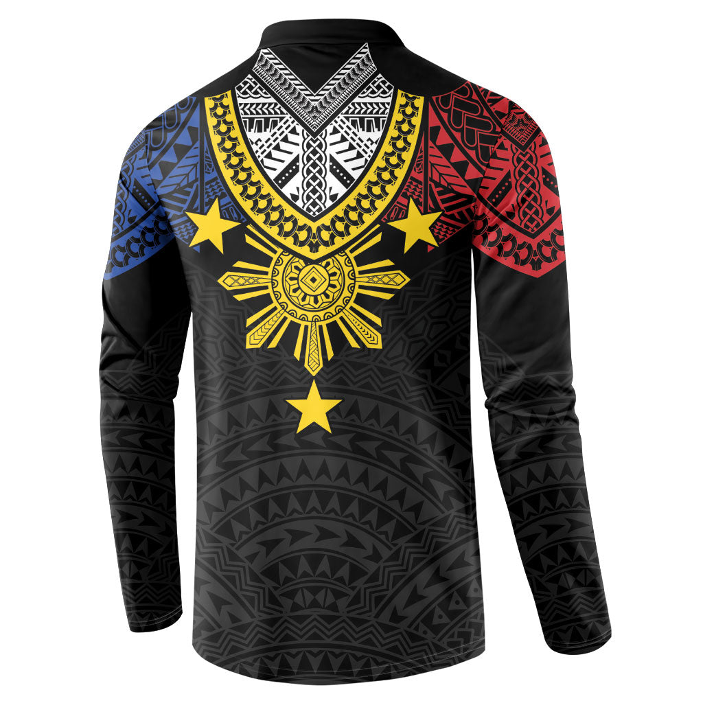 Philippines Heritage Baybayin Mix Polynesian Button Sweatshirt LT7 - Polynesian Pride