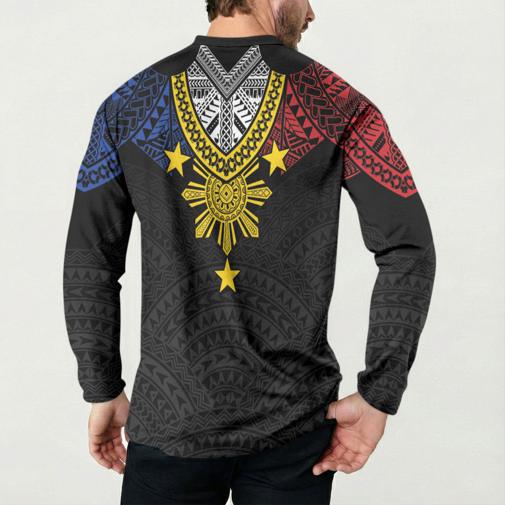 Philippines Heritage Baybayin Mix Polynesian Button Sweatshirt LT7 - Polynesian Pride