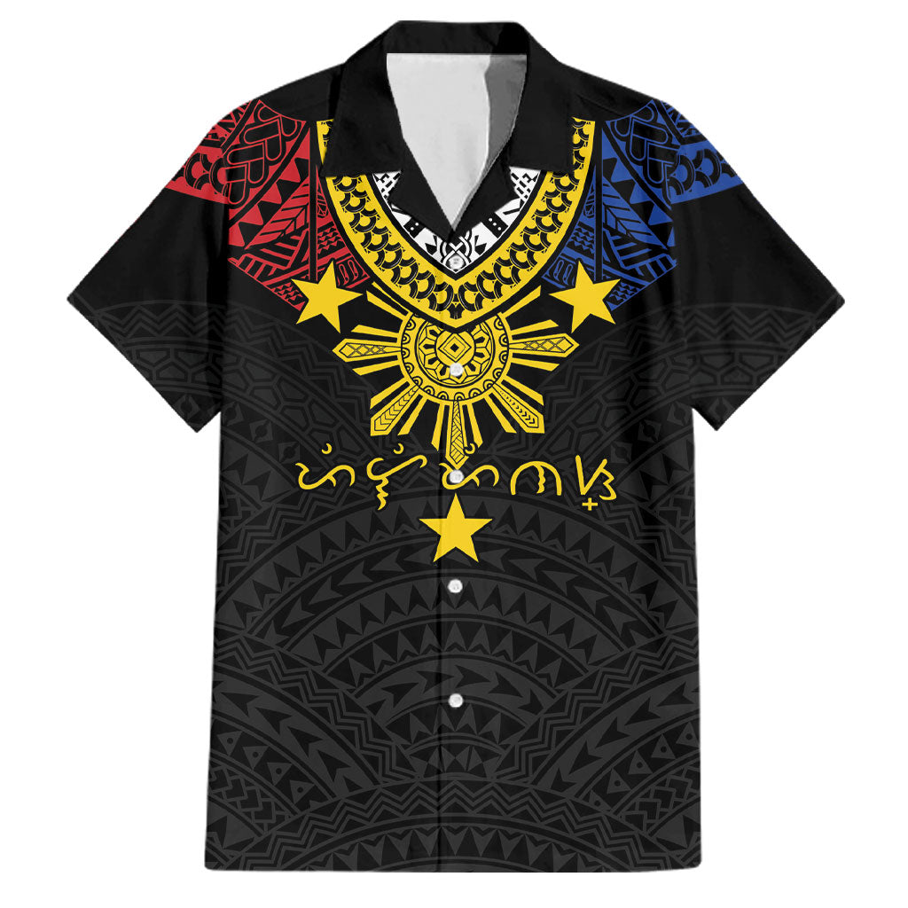 Philippines Heritage Baybayin Mix Polynesian Family Matching Short Sleeve Bodycon Dress and Hawaiian Shirt