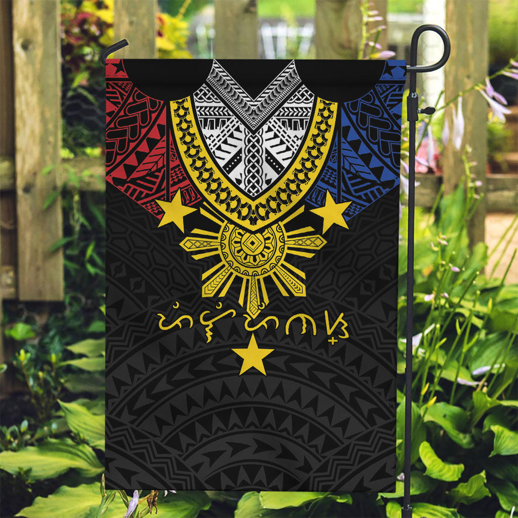 Philippines Heritage Baybayin Mix Polynesian Garden Flag LT7 Garden Flag Black - Polynesian Pride