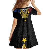 Philippines Heritage Baybayin Mix Polynesian Kid Short Sleeve Dress LT7 - Polynesian Pride