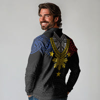 Philippines Heritage Baybayin Mix Polynesian Long Sleeve Polo Shirt LT7 - Polynesian Pride
