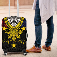 Philippines Heritage Baybayin Mix Polynesian Luggage Cover LT7 Black - Polynesian Pride