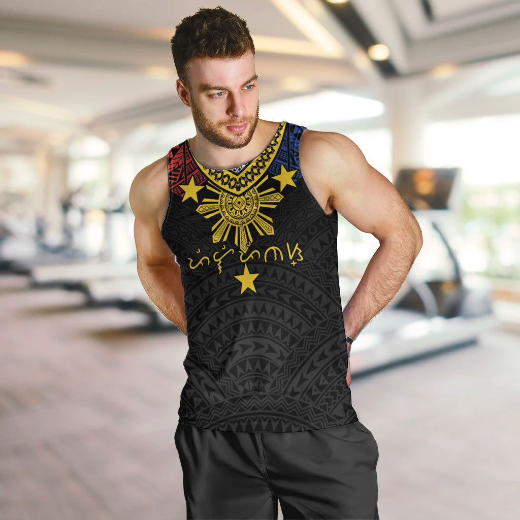 Philippines Heritage Baybayin Mix Polynesian Men Tank Top LT7 Black - Polynesian Pride