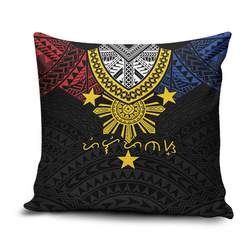 Philippines Heritage Baybayin Mix Polynesian Pillow Cover LT7 Black - Polynesian Pride