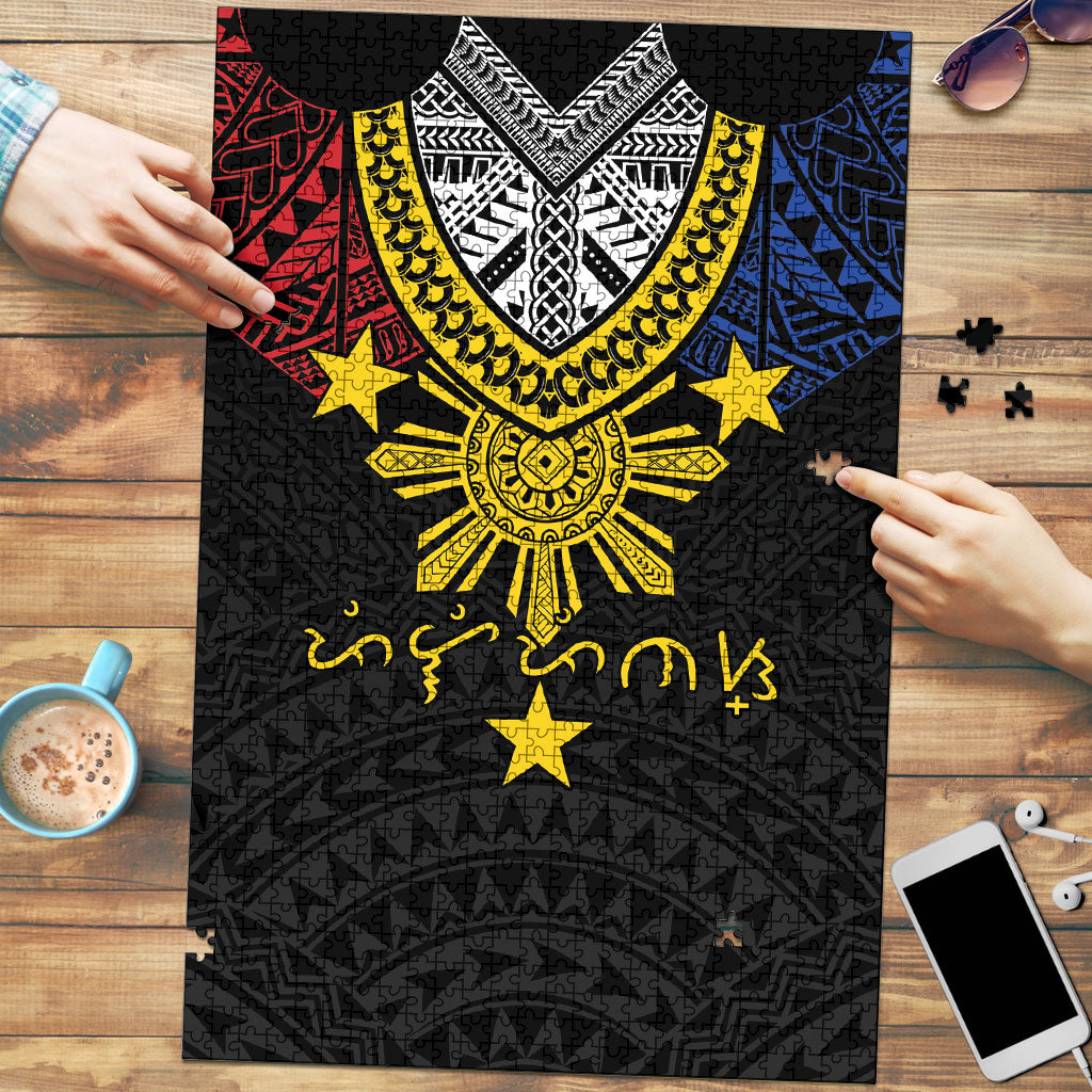 Philippines Heritage Baybayin Mix Polynesian Puzzle LT7 Black - Polynesian Pride