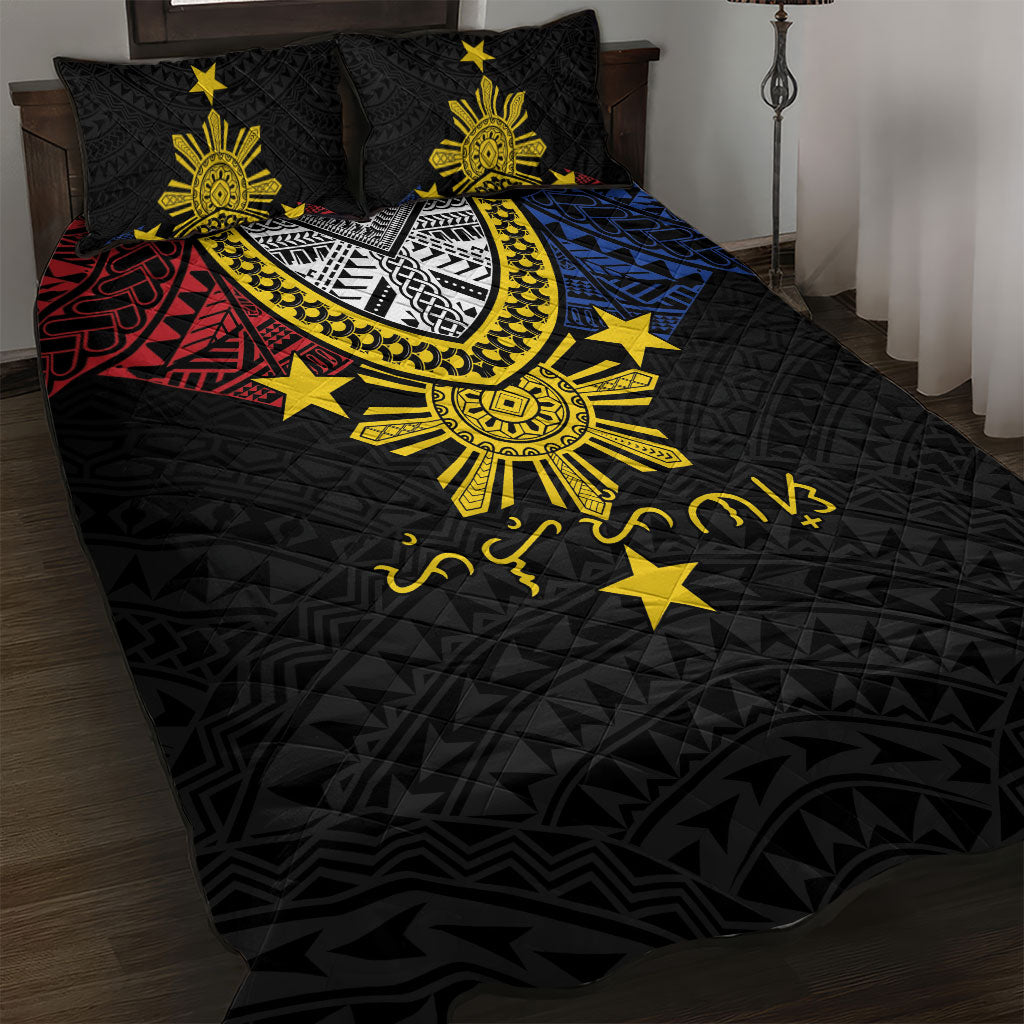 Philippines Heritage Baybayin Mix Polynesian Quilt Bed Set