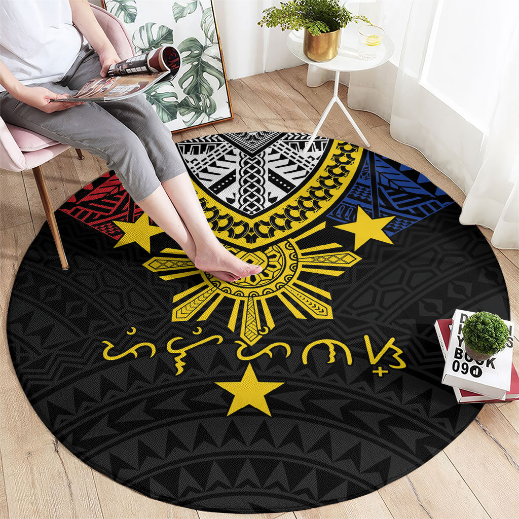 Philippines Heritage Baybayin Mix Polynesian Round Carpet