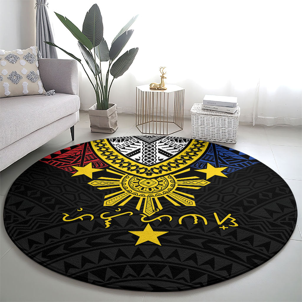 Philippines Heritage Baybayin Mix Polynesian Round Carpet