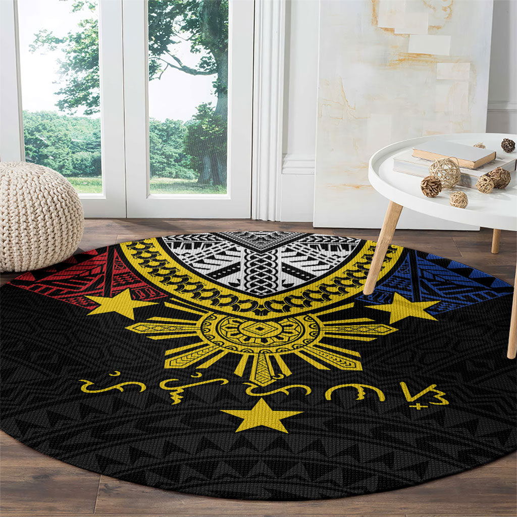 Philippines Heritage Baybayin Mix Polynesian Round Carpet