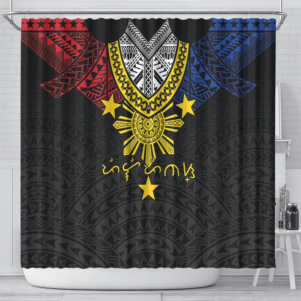 Philippines Heritage Baybayin Mix Polynesian Shower Curtain LT7 - Polynesian Pride