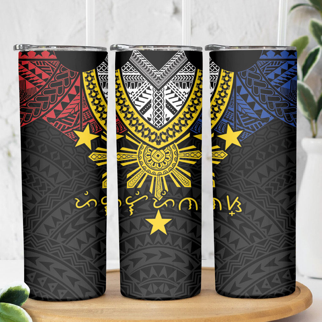 Philippines Heritage Baybayin Mix Polynesian Skinny Tumbler LT7 - Polynesian Pride