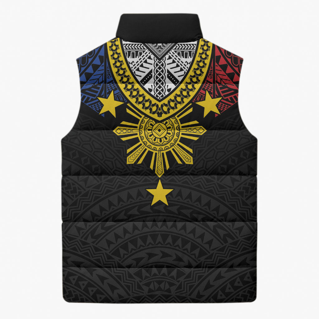 Philippines Heritage Baybayin Mix Polynesian Sleeveless Puffer Jacket LT7 - Polynesian Pride