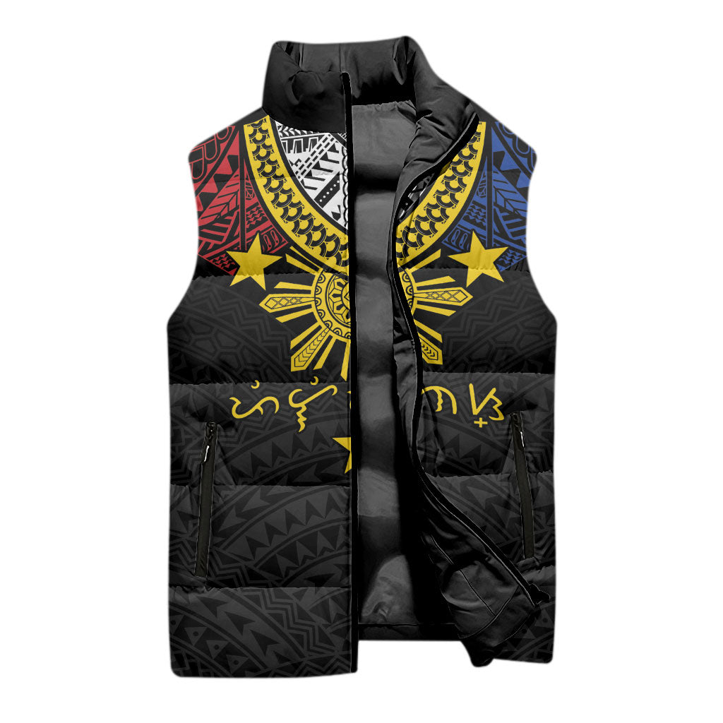 Philippines Heritage Baybayin Mix Polynesian Sleeveless Puffer Jacket LT7 - Polynesian Pride