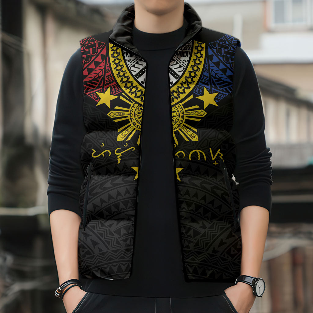 Philippines Heritage Baybayin Mix Polynesian Sleeveless Puffer Jacket LT7 - Polynesian Pride