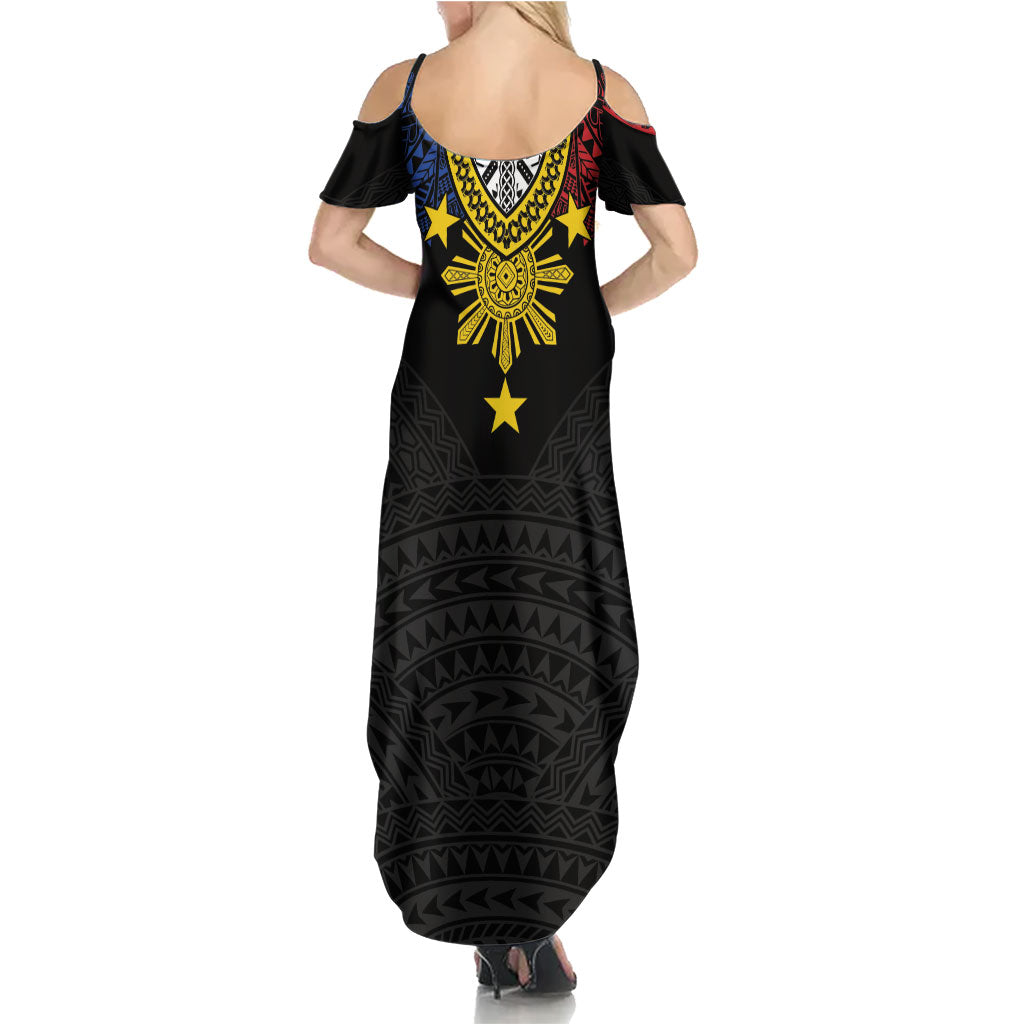 Philippines Heritage Baybayin Mix Polynesian Summer Maxi Dress LT7 - Polynesian Pride
