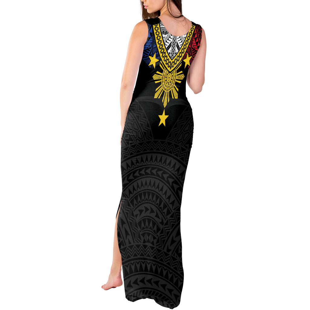Philippines Heritage Baybayin Mix Polynesian Tank Maxi Dress LT7 - Polynesian Pride