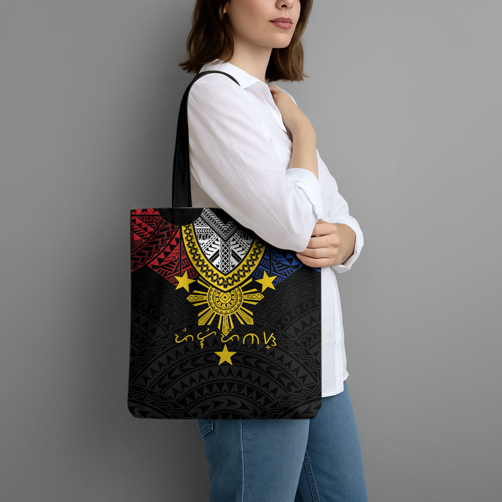 Philippines Heritage Baybayin Mix Polynesian Tote Bag LT7 - Polynesian Pride