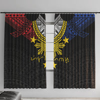 Philippines Heritage Baybayin Mix Polynesian Window Curtain LT7 With Hooks Black - Polynesian Pride