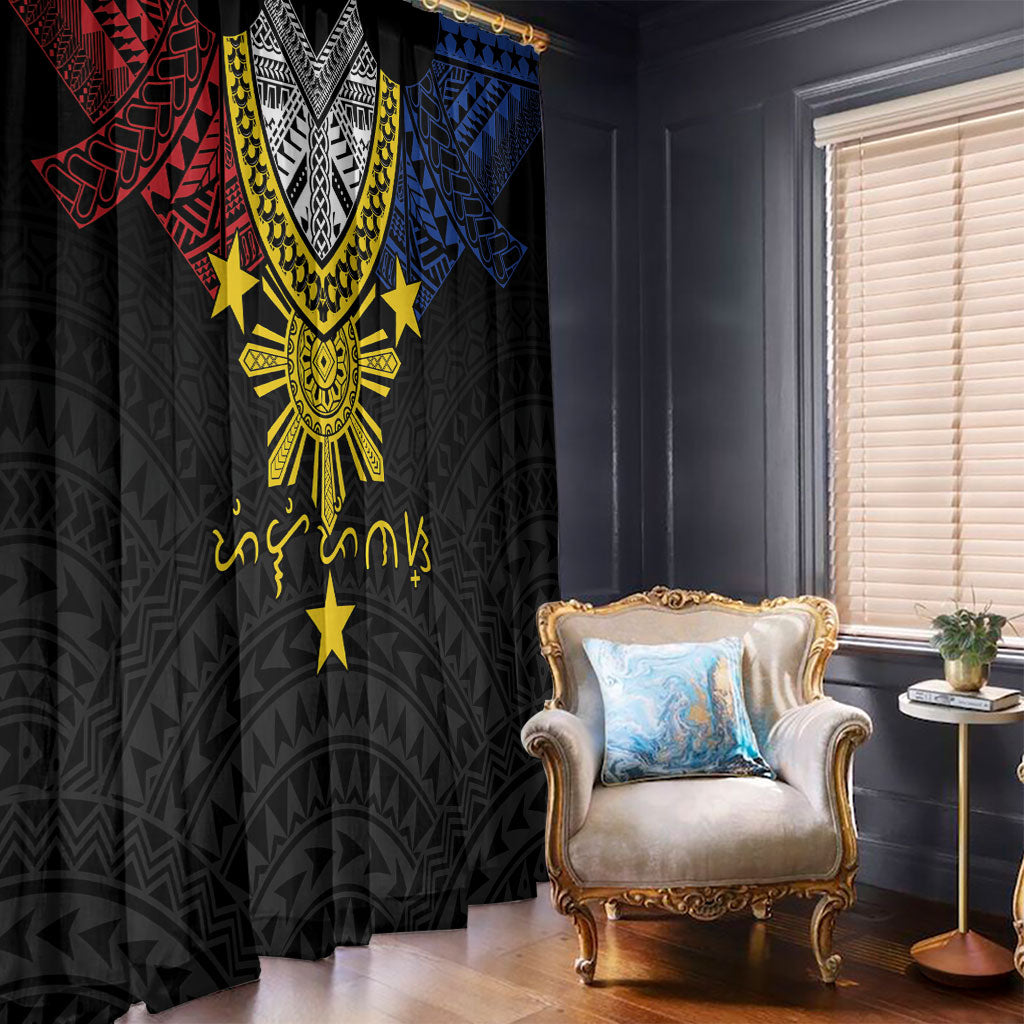 Philippines Heritage Baybayin Mix Polynesian Window Curtain LT7 - Polynesian Pride