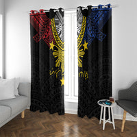 Philippines Heritage Baybayin Mix Polynesian Window Curtain LT7 With Grommets Black - Polynesian Pride