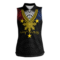 Philippines Heritage Baybayin Mix Polynesian Women Sleeveless Polo Shirt LT7 Female Black - Polynesian Pride