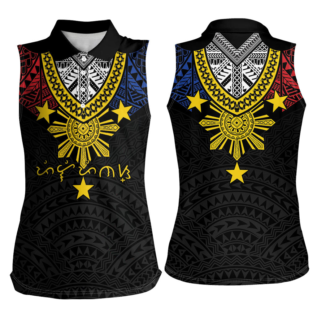 Philippines Heritage Baybayin Mix Polynesian Women Sleeveless Polo Shirt LT7 - Polynesian Pride