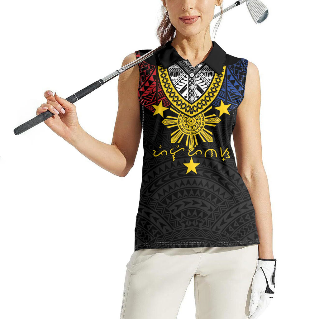 Philippines Heritage Baybayin Mix Polynesian Women Sleeveless Polo Shirt LT7 - Polynesian Pride