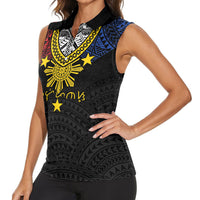 Philippines Heritage Baybayin Mix Polynesian Women Sleeveless Polo Shirt LT7 - Polynesian Pride