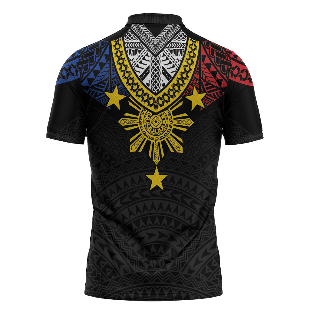 Philippines Heritage Baybayin Mix Polynesian Zipper Polo Shirt LT7 - Polynesian Pride