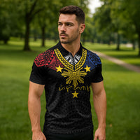 Philippines Heritage Baybayin Mix Polynesian Zipper Polo Shirt LT7 - Polynesian Pride