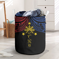 Philippines Heritage Laundry Basket Baybayin Philipinas Sun LT7 Black - Polynesian Pride