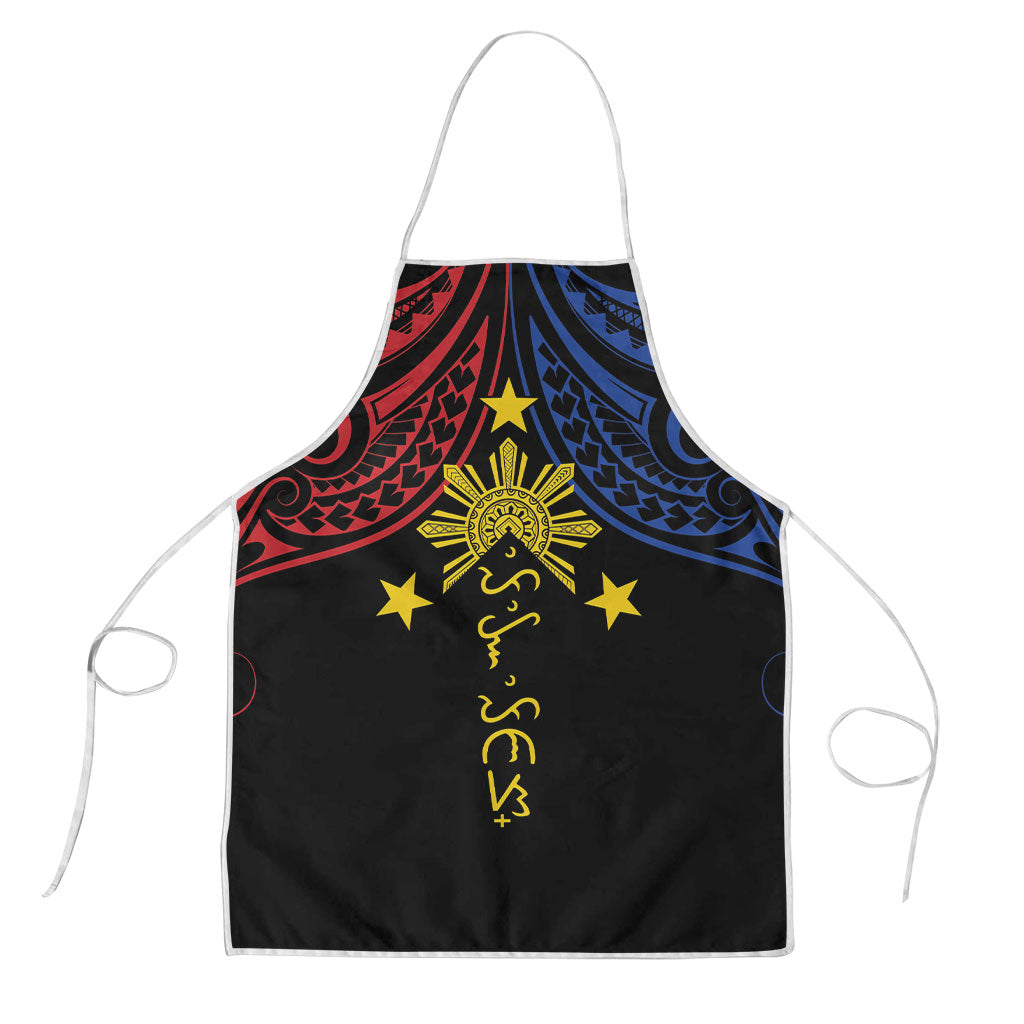 Philippines Heritage Apron Baybayin Philipinas Sun LT7 Black - Polynesian Pride