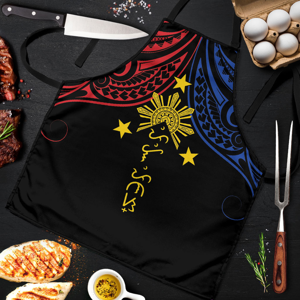 Philippines Heritage Apron Baybayin Philipinas Sun LT7 Black - Polynesian Pride