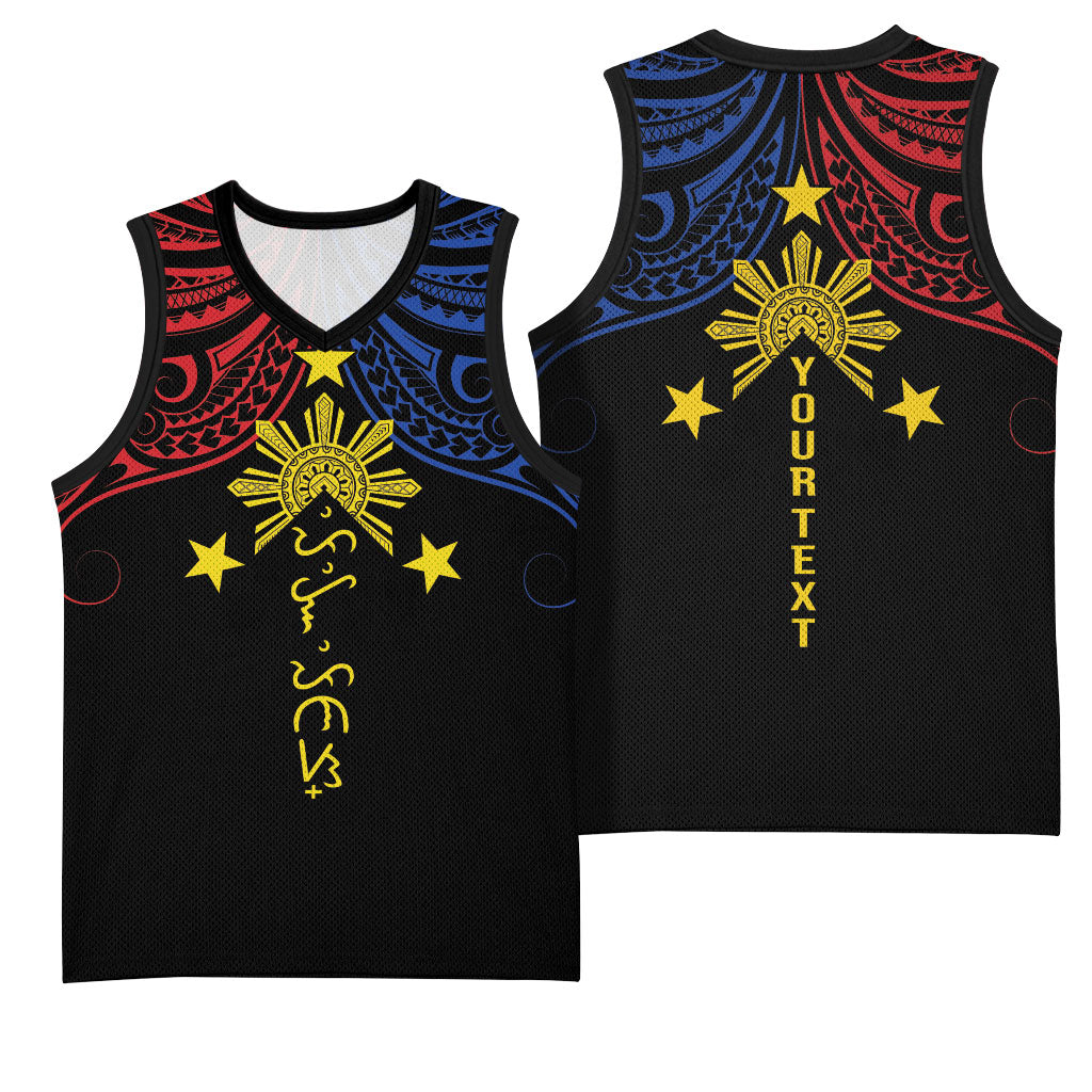 Philippines Heritage Personalized Basketball Jersey Baybayin Philipinas Sun