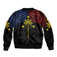 Philippines Heritage Personalized Bomber Jacket Baybayin Philipinas Sun LT7 - Polynesian Pride