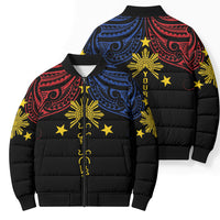 Philippines Heritage Personalized Bomber Puffer Jacket Baybayin Philipinas Sun LT7 - Polynesian Pride