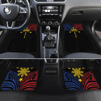 Philippines Heritage Personalized Car Mats Baybayin Philipinas Sun LT7 Set 4pcs Black - Polynesian Pride
