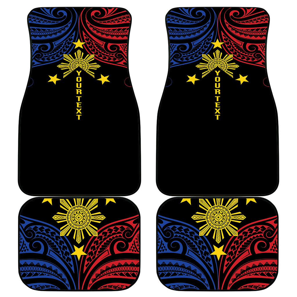 Philippines Heritage Personalized Car Mats Baybayin Philipinas Sun LT7 - Polynesian Pride