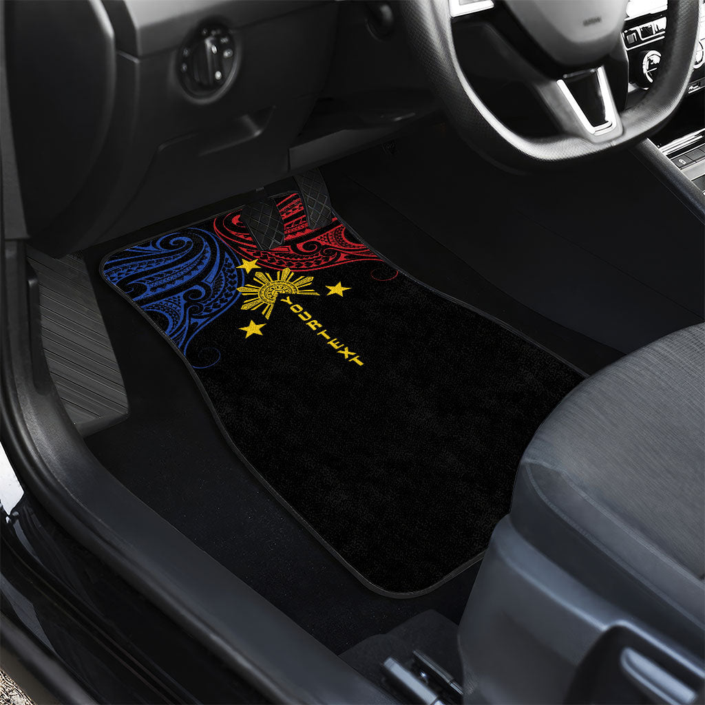 Philippines Heritage Personalized Car Mats Baybayin Philipinas Sun LT7 - Polynesian Pride