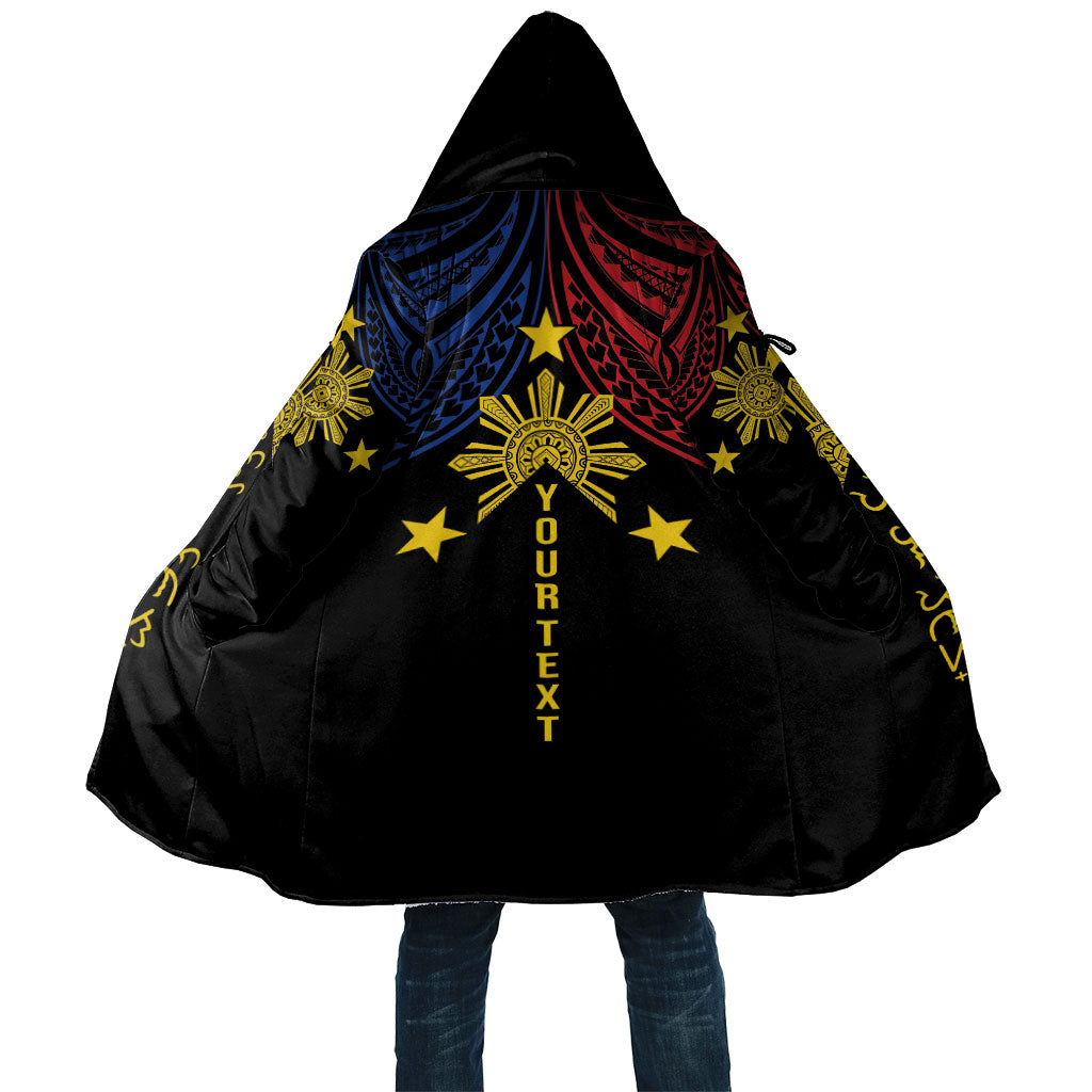 Philippines Heritage Personalized Cloak Baybayin Philipinas Sun LT7 Unisex Black - Polynesian Pride