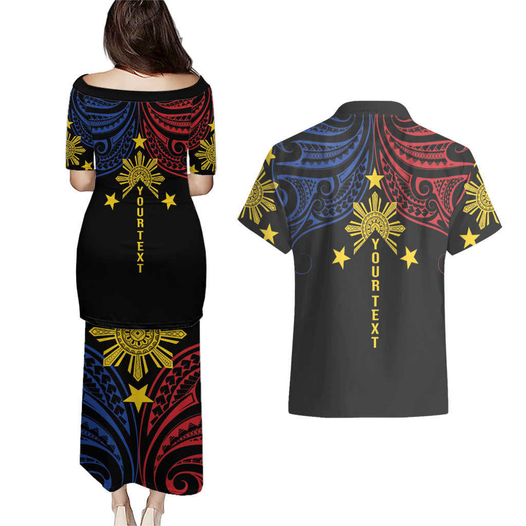 Philippines Heritage Personalized Couples Matching Puletasi and Hawaiian Shirt Baybayin Philipinas Sun LT7 - Polynesian Pride