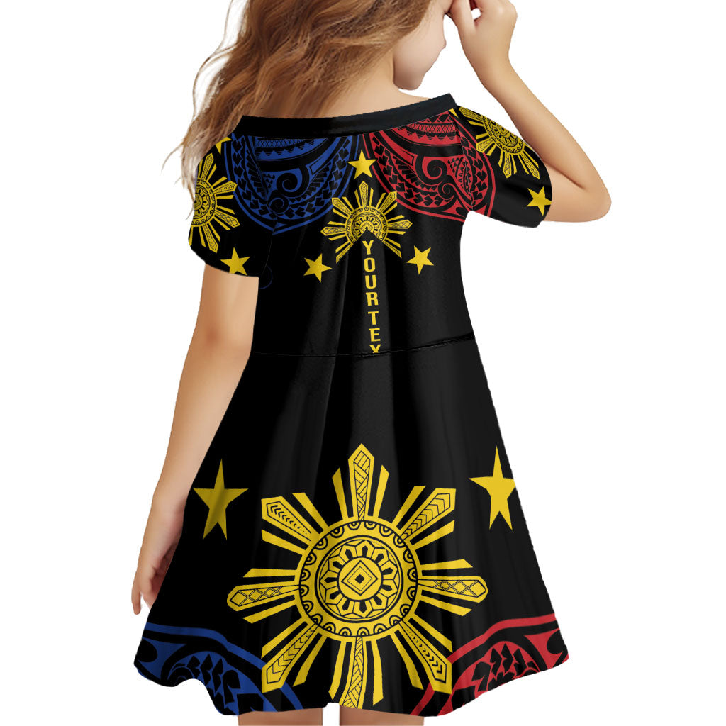 Philippines Heritage Personalized Family Matching Off The Shoulder Long Sleeve Dress and Hawaiian Shirt Baybayin Philipinas Sun