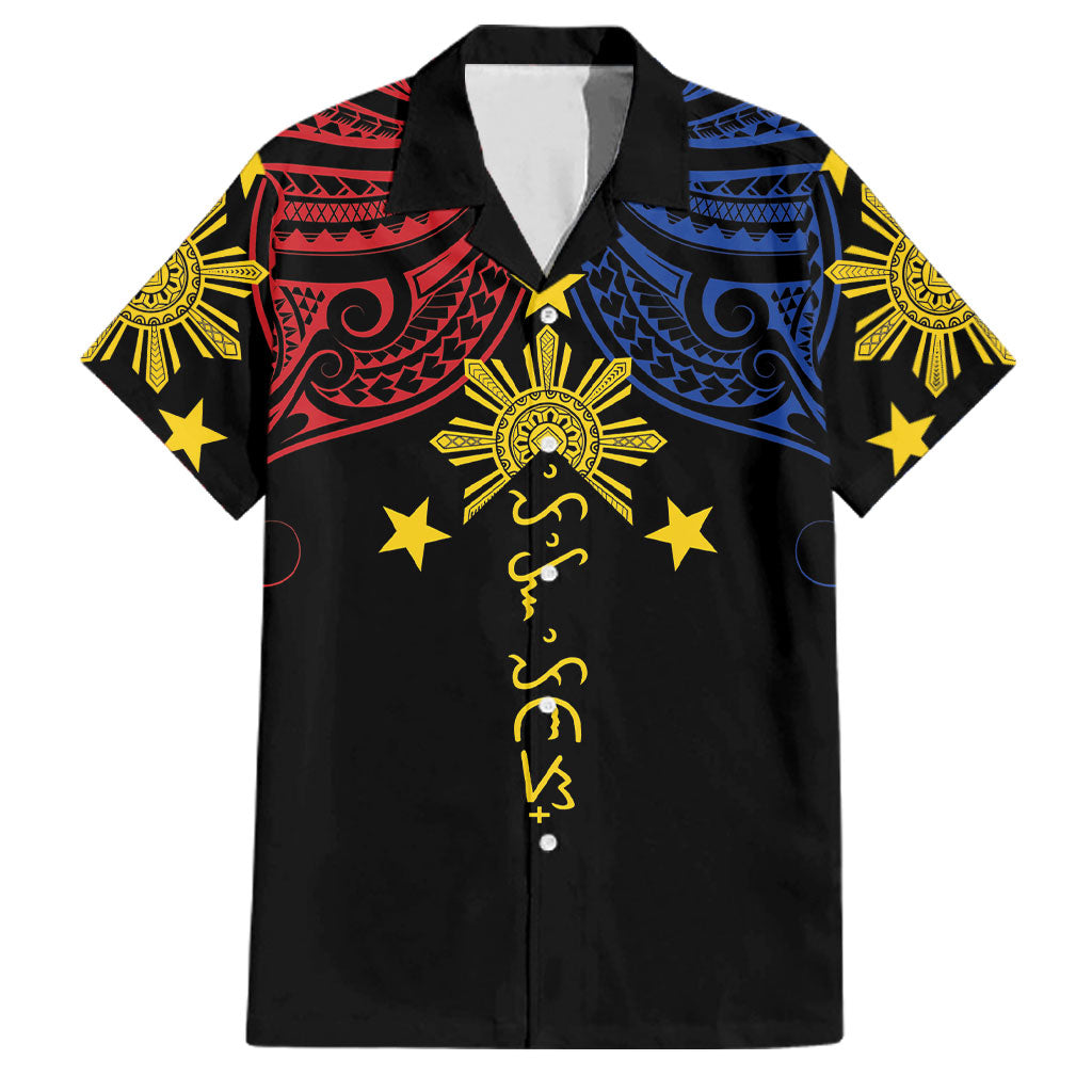 Philippines Heritage Personalized Family Matching Off The Shoulder Long Sleeve Dress and Hawaiian Shirt Baybayin Philipinas Sun