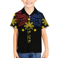Philippines Heritage Personalized Family Matching Off The Shoulder Long Sleeve Dress and Hawaiian Shirt Baybayin Philipinas Sun